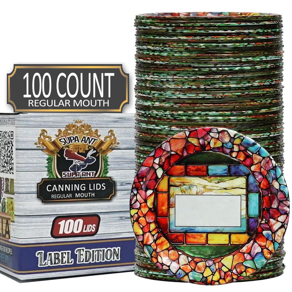 Supa Ant Canning Lids -Food Grade Thickest BPA/BPS free Mason Jar Lids & Canning Supplies -Canning Jars Lid for Mason Jars. Airtight seal Can Lids & Canning Jar Lids-100pk