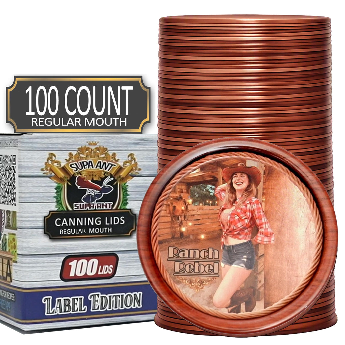 Supa Ant Canning Lids -Food Grade Thickest BPA/BPS free Mason Jar Lids & Canning Supplies -Canning Jars Lid for Mason Jars. Airtight seal Can Lids & Canning Jar Lids-100pk