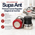 Supa Ant Pressure Canner Spares Parts - Pressure Cooker Regulator Weight & Air Vent Set – Includes 10 PSI Jiggler Weight with 10 PSI Air Vent and 15 PSI Jiggler Weight with 15 PSI Air Vent