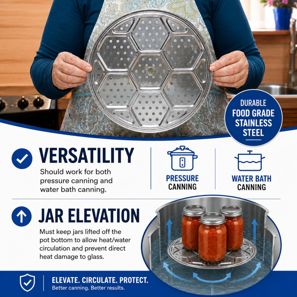 Supa Ant 10.8in Canning Rack for Pressure Canner (3pcs) - Stainless Steel, Stackable & Heavy-Duty Rack with Base - Universal Fit, Compatible with Supa Ant, Presto, All American & More