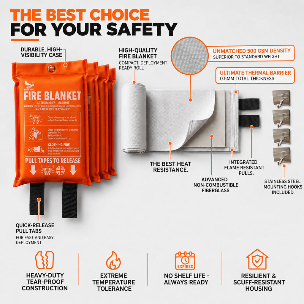 Fire Blanket - 1500F CE Certified  Emergency Fire Blanket for Home & Kitchen