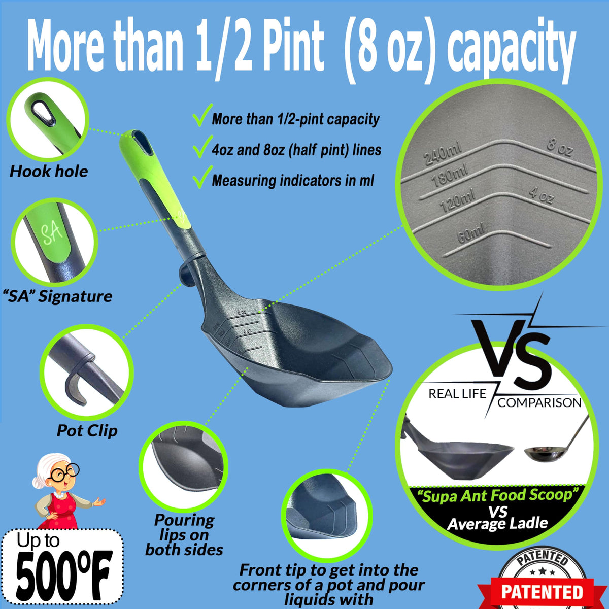 Supa Ant Canning Supplies - USA Assembled & Certified Food Grade Stainless Steel Starter Set Canning Kit for Beginners - Wide Kitchen Funnel, Jar Lifter and Wrench, Bubble Popper/Measurer, Lid Lifter