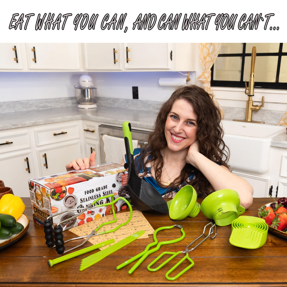 Supa Ant Canning Supplies - USA Assembled & Certified Food Grade Stainless Steel Starter Set Canning Kit for Beginners - Wide Kitchen Funnel, Jar Lifter and Wrench, Bubble Popper/Measurer, Lid Lifter