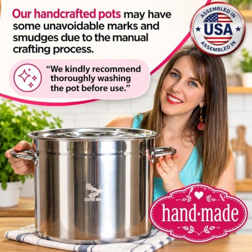 Food-Grade Stainless Steel Canning Pot with Rack and Lid, Large Water Bath Canner, Full Home Canning Supplies Starter Kit | All-in-One Kitchen Tools & Accessories Set | by Supa Ant
